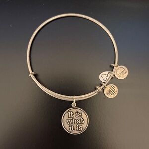Alex and Ani It Is What It Is Round Charm Bangle Bracelet - Silver Tone